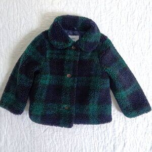 Old Navy Plaid Sherpa Jacket in Green and Navy 2T